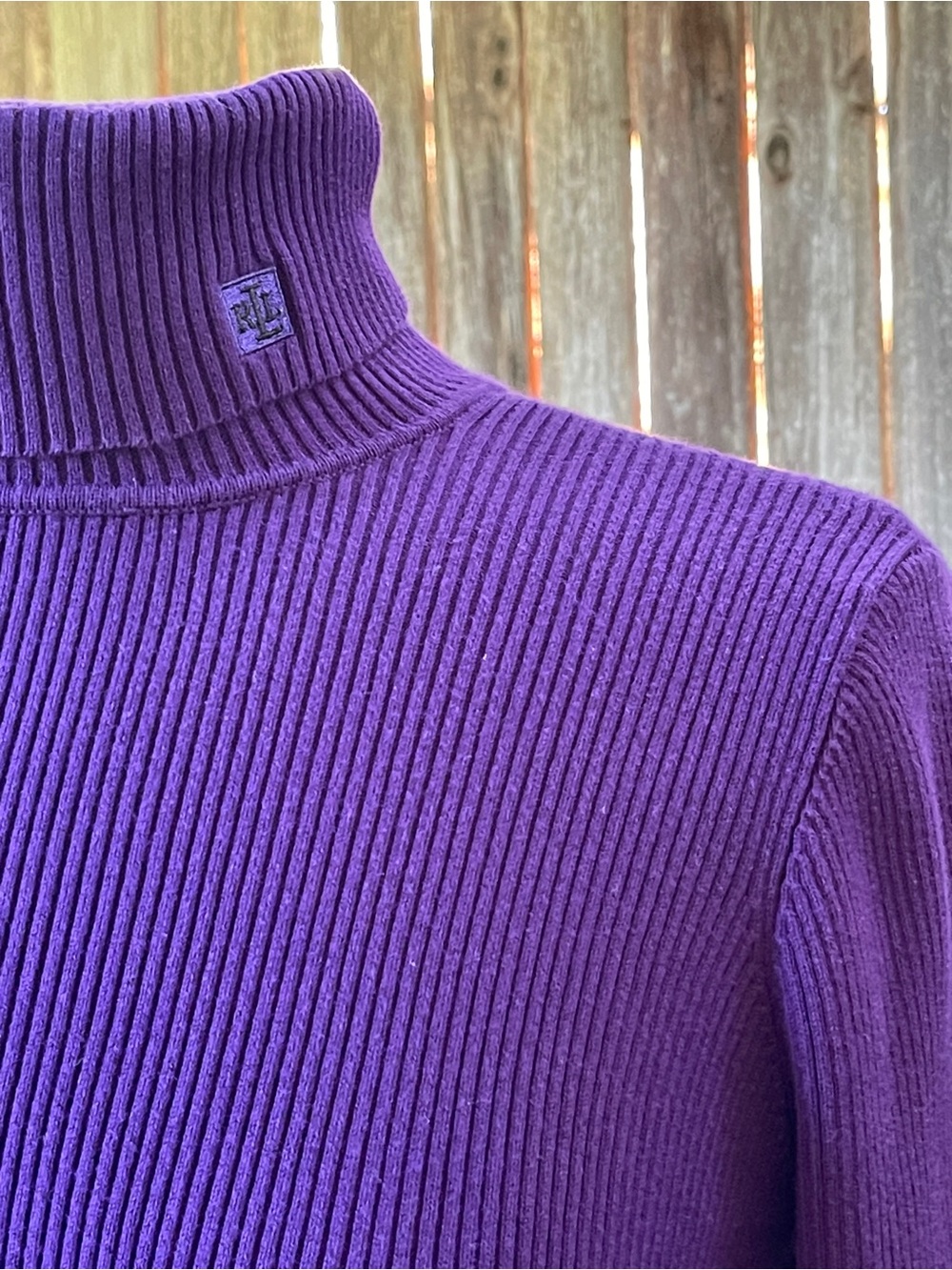 Lauren Ralph Lauren Purple Ribbed Turtleneck old money luxury classic minimalist
